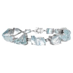 63.10 Carats Aquamarine and Diamond White Gold Bracelet