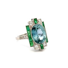 6.32 Carat Burma NO HEAT Sapphire AGL, Emerald and Diamond Platinum Ring