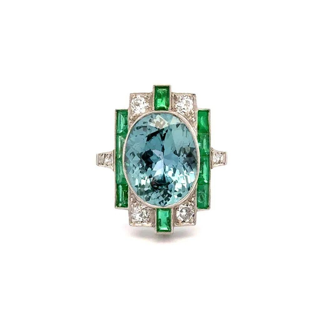 6.32 Carat Burma NO HEAT Sapphire AGL, Emerald and Diamond Platinum Ring im Zustand „Hervorragend“ im Angebot in Montreal, QC