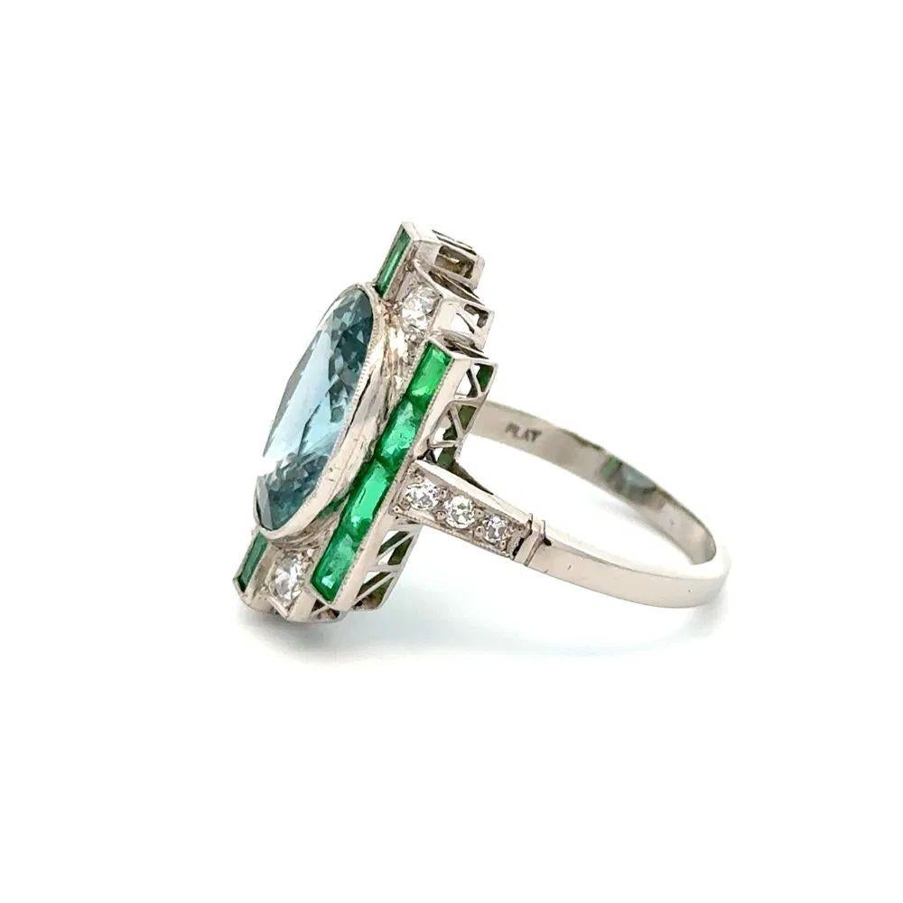6.32 Carat Burma NO HEAT Sapphire AGL, Emerald and Diamond Platinum Ring im Angebot 1