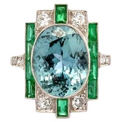 6.32 Carat Burma NO HEAT Sapphire AGL, Emerald and Diamond Platinum Ring