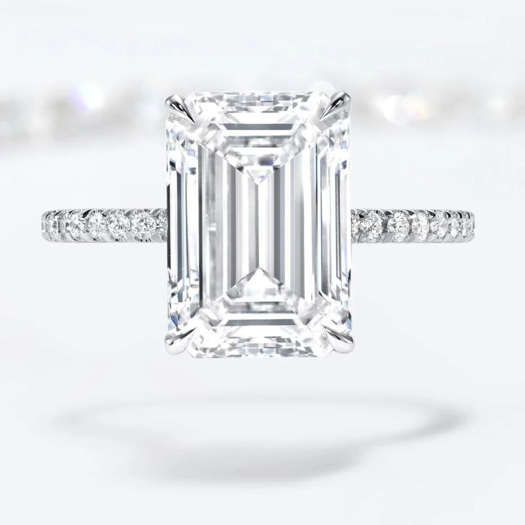 Modern 6.32 Carat GIA Certified Emerald Cut Diamond Ring