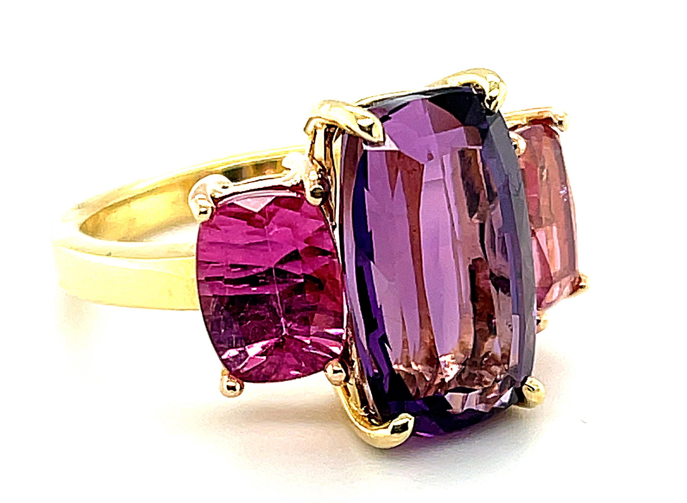 amethyst and pink tourmaline ring