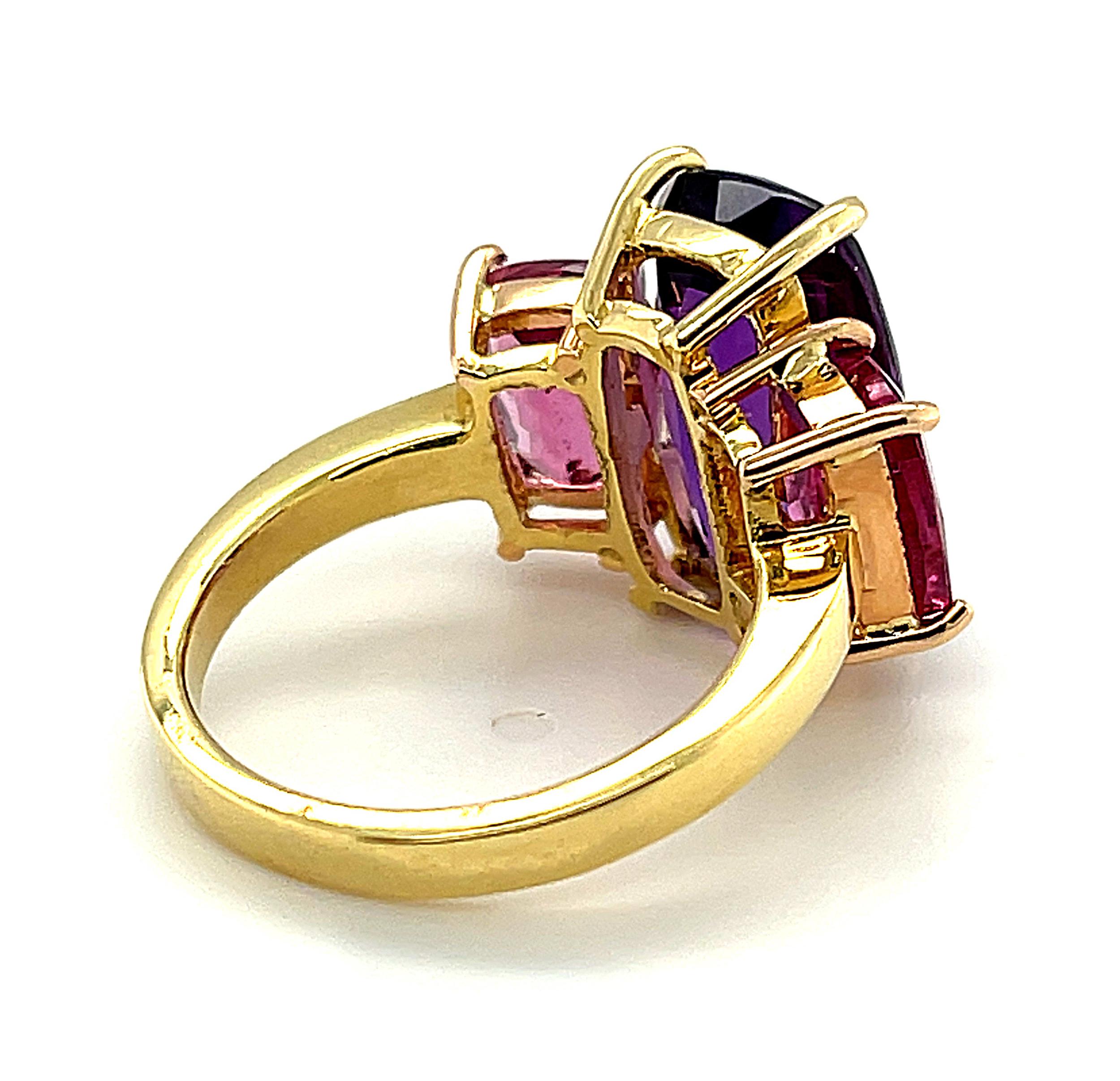 amethyst pink tourmaline ring