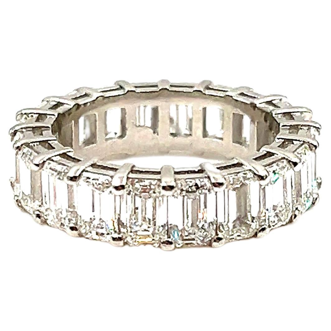 5.72 ct Emerald Cut Bezel Set Diamond Eternity Ring For Sale at 1stDibs