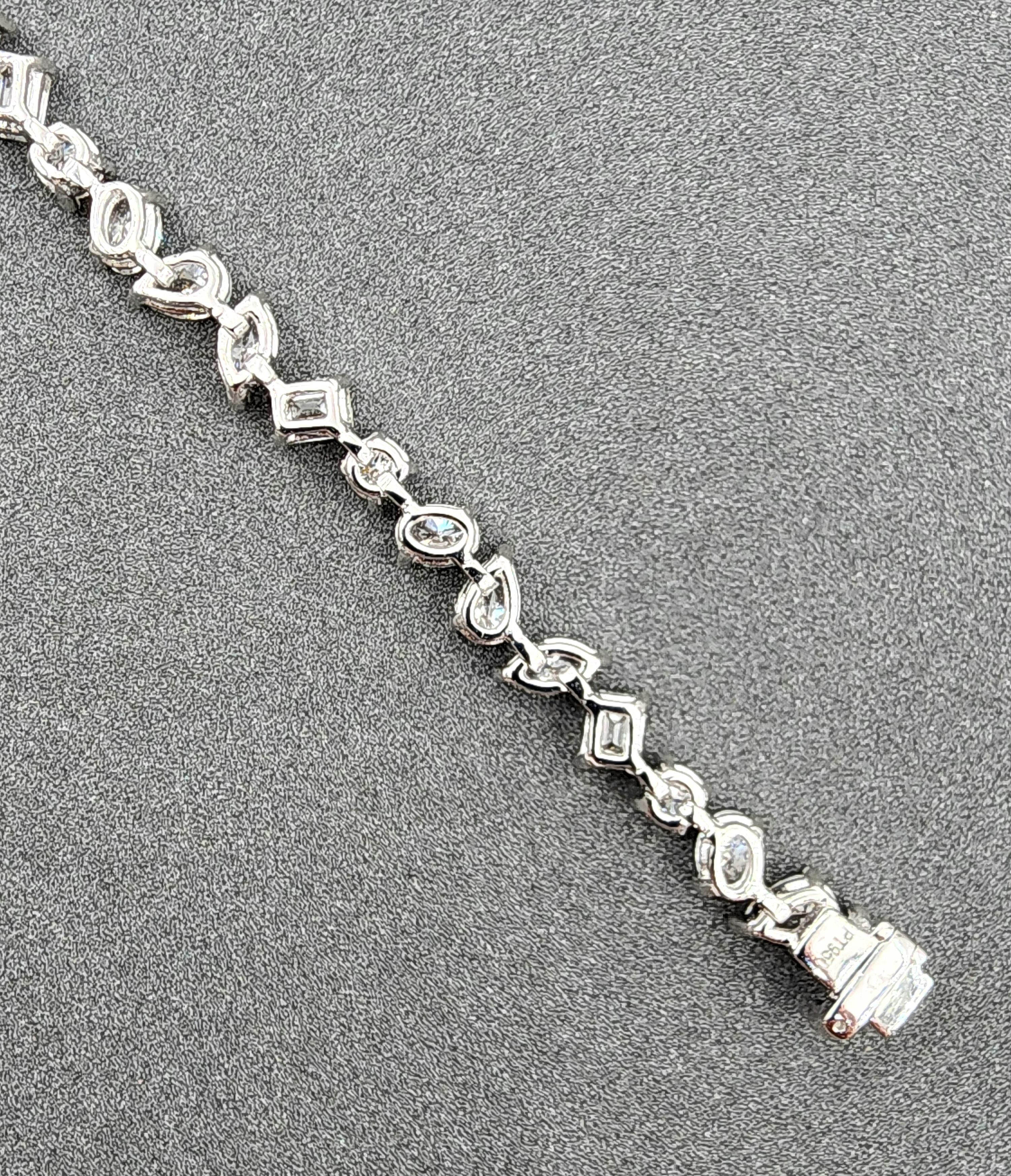 Women's or Men's 6.32 ct Mixed Shape Diamond Tennis Bracelet For Sale