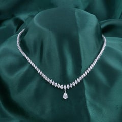 6.32 Ct Natural SI/H Mixed Diamond Line Necklace 18K White Gold