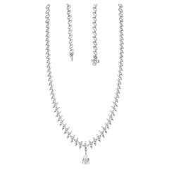 6.32 Ct Natural SI/H Mixed Diamond Line Necklace 18K White Gold