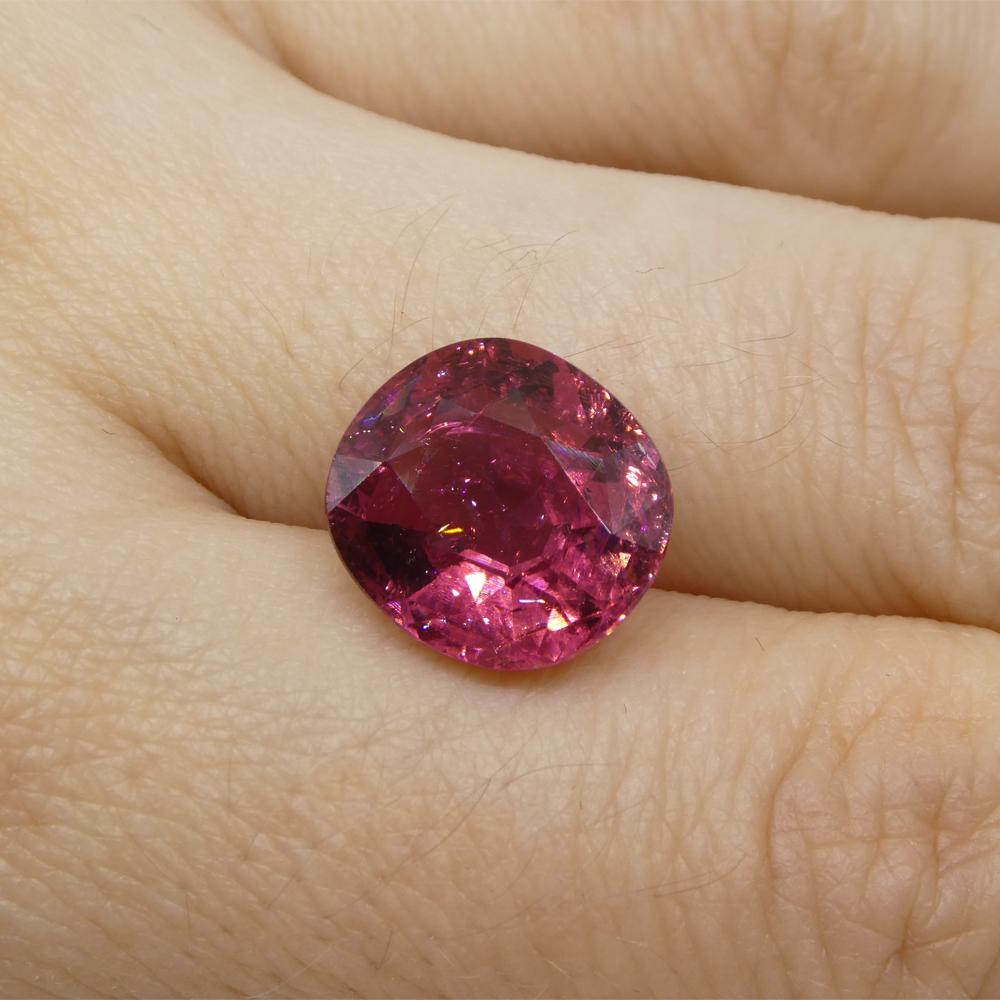 Women's or Men's 6.32ct Cushion Pink Tourmaline from Brazil For Sale
