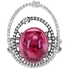 6.33 Carat Brazilian Rubellite and Diamond Solitaire Ring