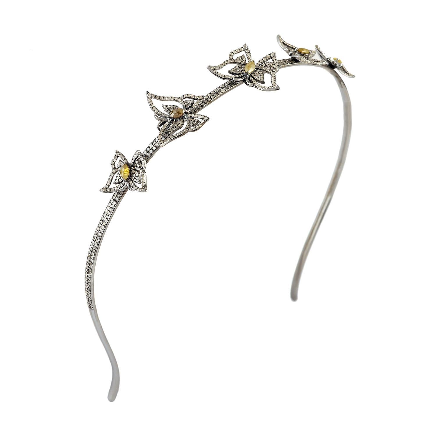 6,33 Karat Diamant Schmetterlings-Tiara-Kopfband (Moderne) im Angebot