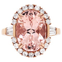 6.33 Carat Morganite and Diamond 18 Carat Rose Gold Engagement Ring 6.33 Carat Morganite and Diamond 18 Carat Rose Gold Engagement Ring