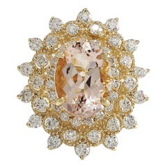 Bague Morganite naturelle en or jaune 14 carats 