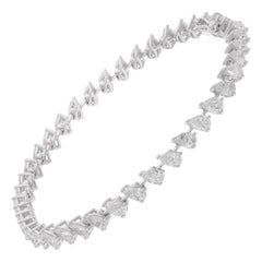6.33 Carat Pear Shape Diamond Bracelet 14 Karat White Gold Handmade Fine Jewelry