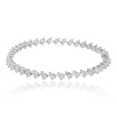 6.33 Carat Pear Shape Diamond Bracelet 14 Karat White Gold Handmade Fine Jewelry