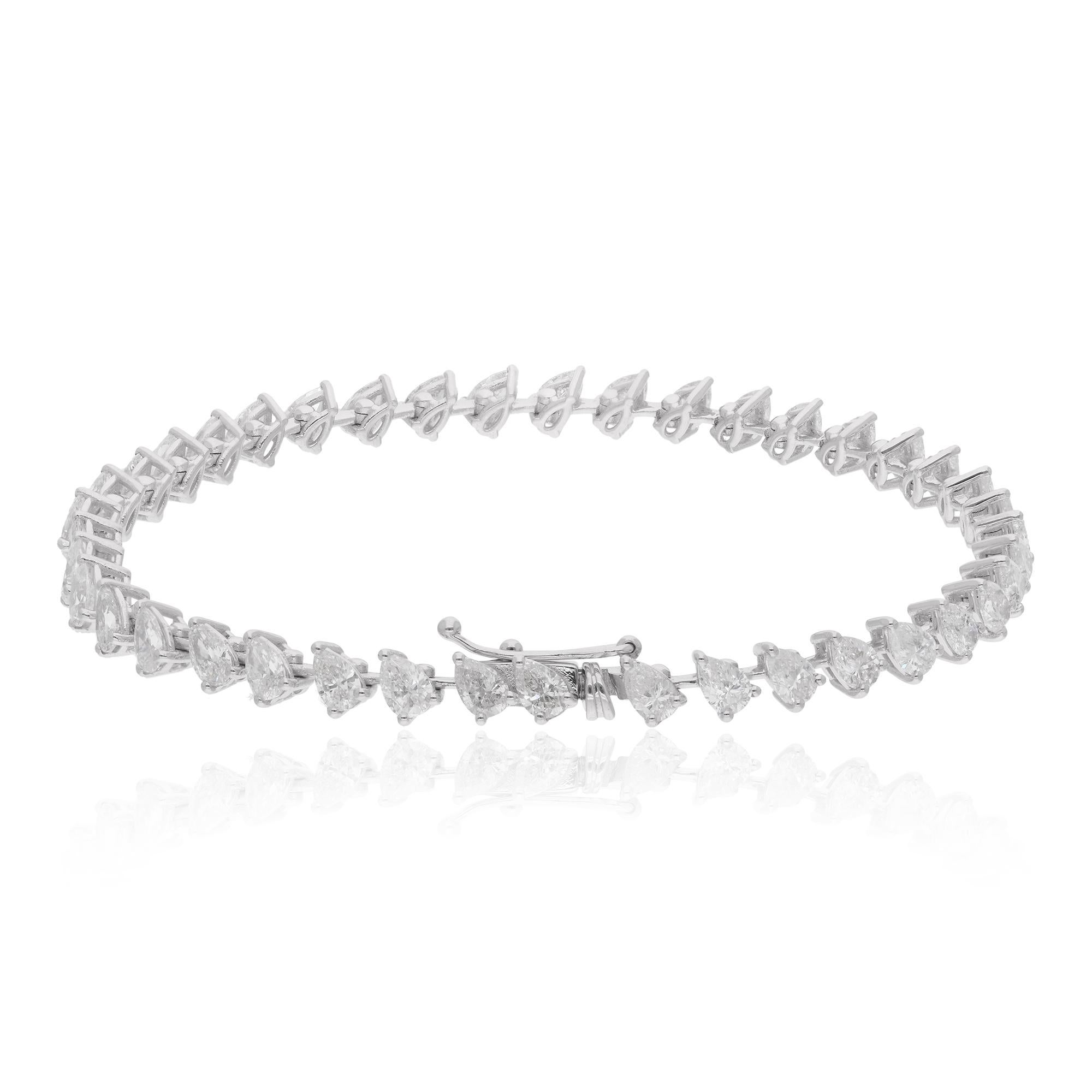 Item Code :- SEBR-43471
Gross Wt. :- 11.45 gm
18k Solid White Gold Wt. :- 10.18 gm
Natural Diamond Wt. :- 6.33 Ct. ( AVERAGE DIAMOND CLARITY SI1-SI2 & COLOR H-I )
Bracelet Length :- 7 Inches Long

✦ Sizing
.....................
We can adjust most