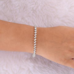 6.33 Carat Pear Shape Diamond Bracelet 18 Karat White Gold Handmade Fine Jewelry