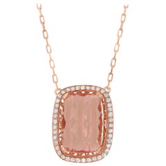 6.33 Carat Pink Morganite and Diamond Pendant