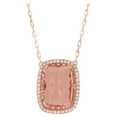 6.33 Carat Pink Morganite and Diamond Pendant