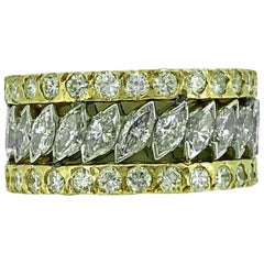 Retro 6.33 Carat TW Diamond Estate Eternity Band, Wedding Band White and Yellow Gold