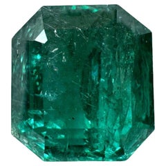6.34 Carat 10.8x9.7 Vivid Green Zambian Emerald - Emerald Cut May Birthstone Gem