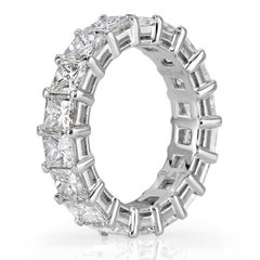 6.34 Carat Princess Band Brilliant White 18K White Gold Timeless Brilliance