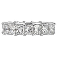 6.34 Carat Princess Band Brilliant White 18K White Gold Timeless Brilliance