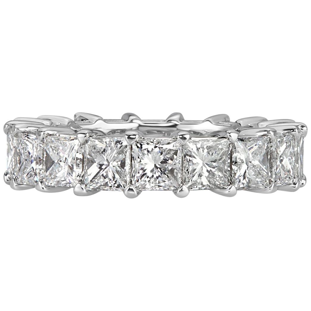 6.34 Carat Princess Cut Diamond Eternity Band in 18 Karat White Gold