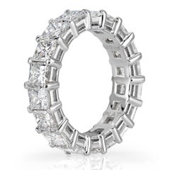 6.34 Carat Princess Cut Diamond Eternity Band in 18 Karat White Gold