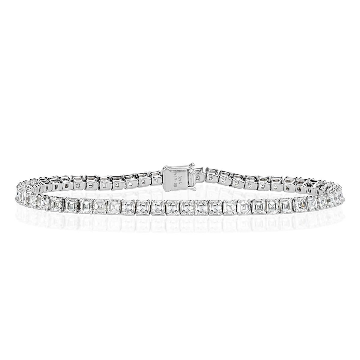 6.34ct Asscher Cut Diamond Tennis Bracelet in 14k White Gold