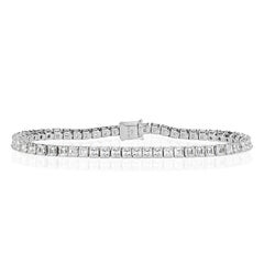 6.34ct Asscher Cut Diamond Tennis Bracelet in 14k White Gold
