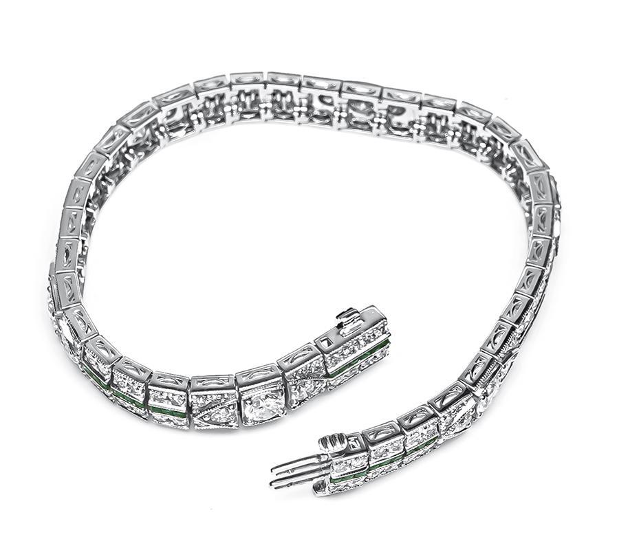 Bracelet 6,34 ct de diamant 0,84 ct d'émeraude Bon état - En vente à New York, NY