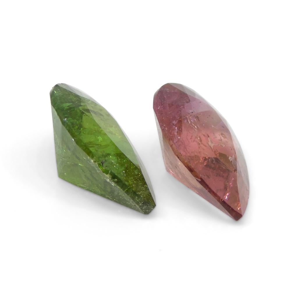 6.34 Carat Pair Pear Pink/Green Tourmaline from Brazil For Sale 2