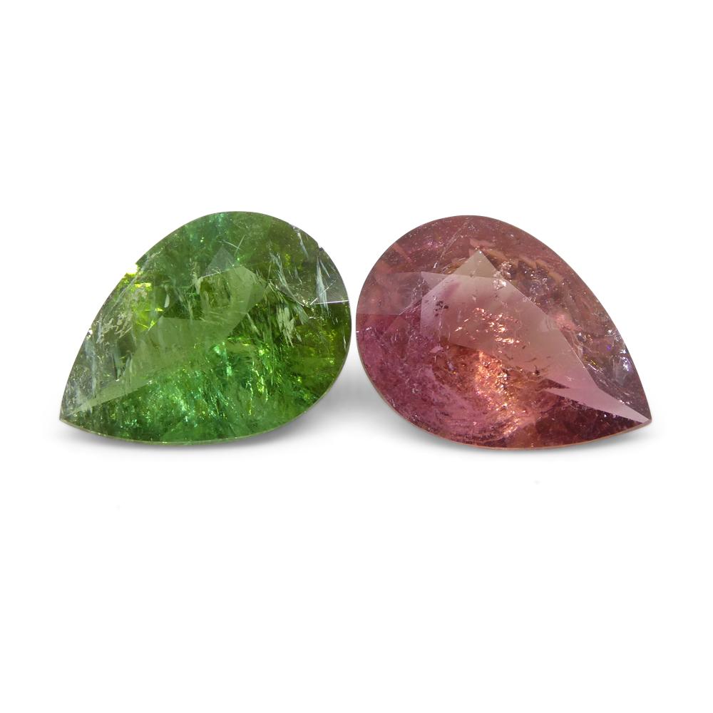 6.34 Carat Pair Pear Pink/Green Tourmaline from Brazil For Sale 4