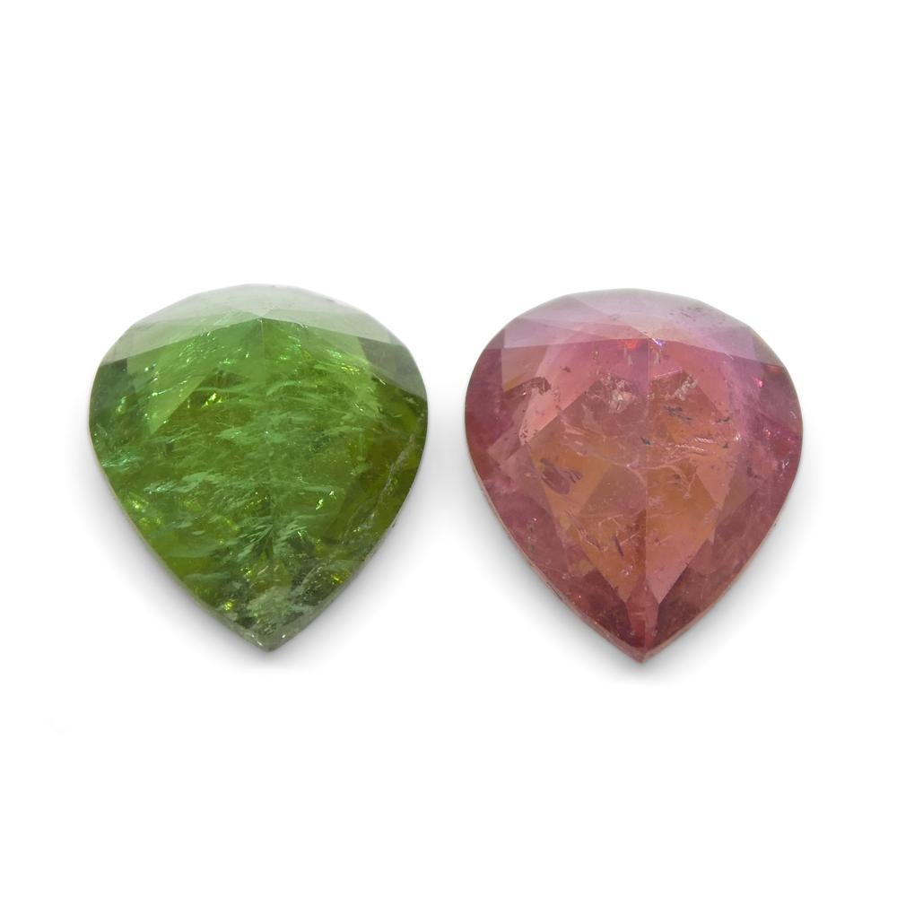 6.34ct Pair Pear Pink/Green Tourmaline from Brazil For Sale 1