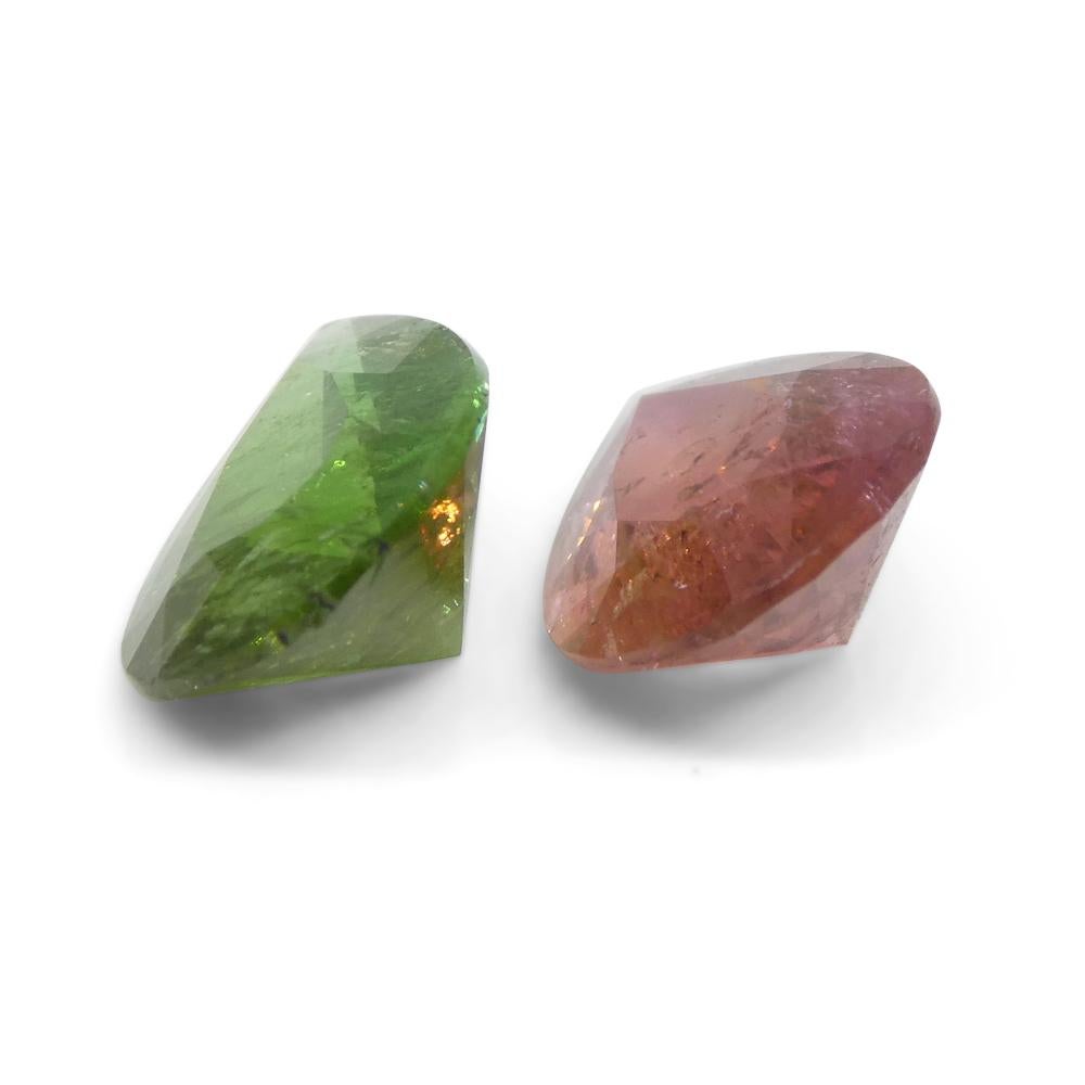 Women's or Men's 6.34 Carat Pair Pear Pink/Green Tourmaline from Brazil For Sale
