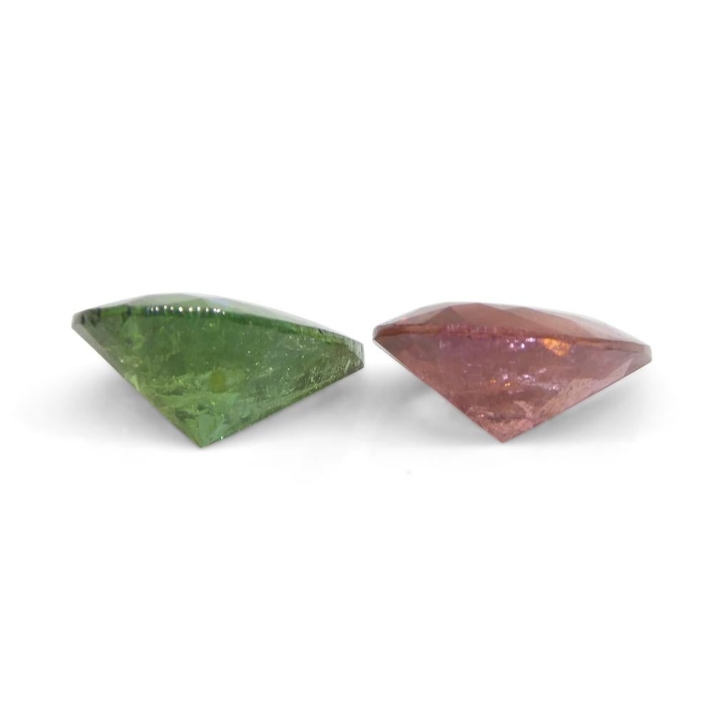 6.34 Carat Pair Pear Pink/Green Tourmaline from Brazil For Sale 1
