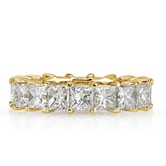 6.34ct Princess Cut Diamond Eternity Band in 18k Yellow Gold