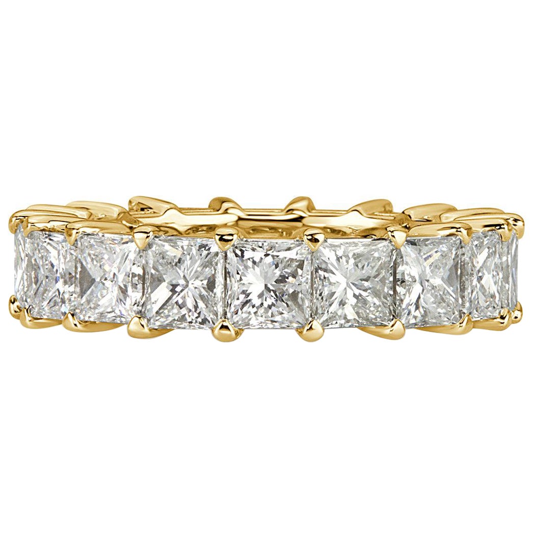 6.34ct Princess Cut Diamond Eternity Band in 18k Yellow Gold
