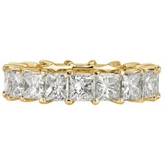 6.34ct Princess Cut Diamond Eternity Band in 18k Yellow Gold