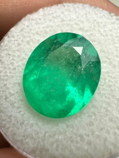 6,35 Carati 13x11 Smeraldo Colombiano Verde Neon - Taglio Ovale Gemma di maggio