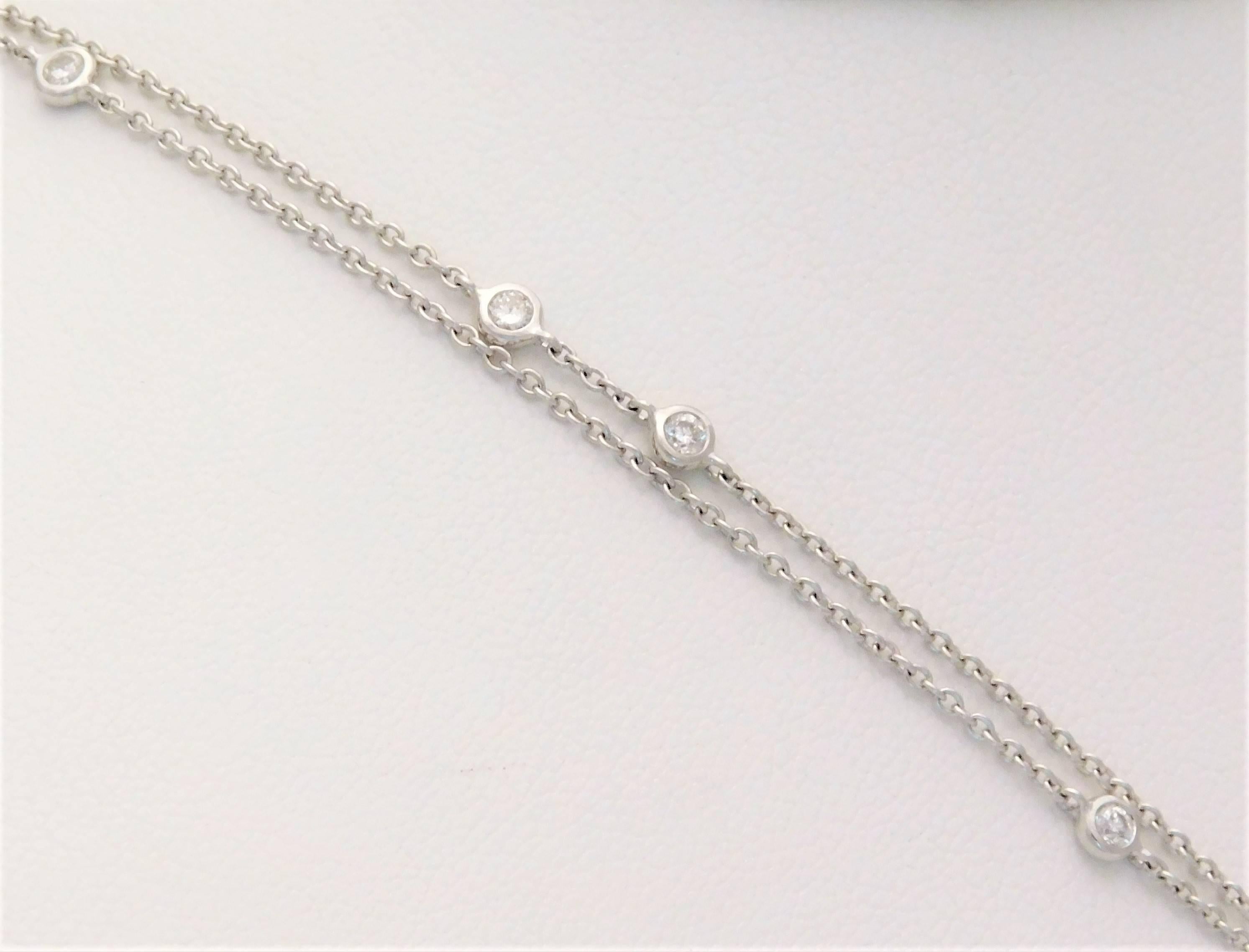 6.35 Carat Double Strand 18 Karat White Gold Diamond Chandelier Necklace For Sale 2