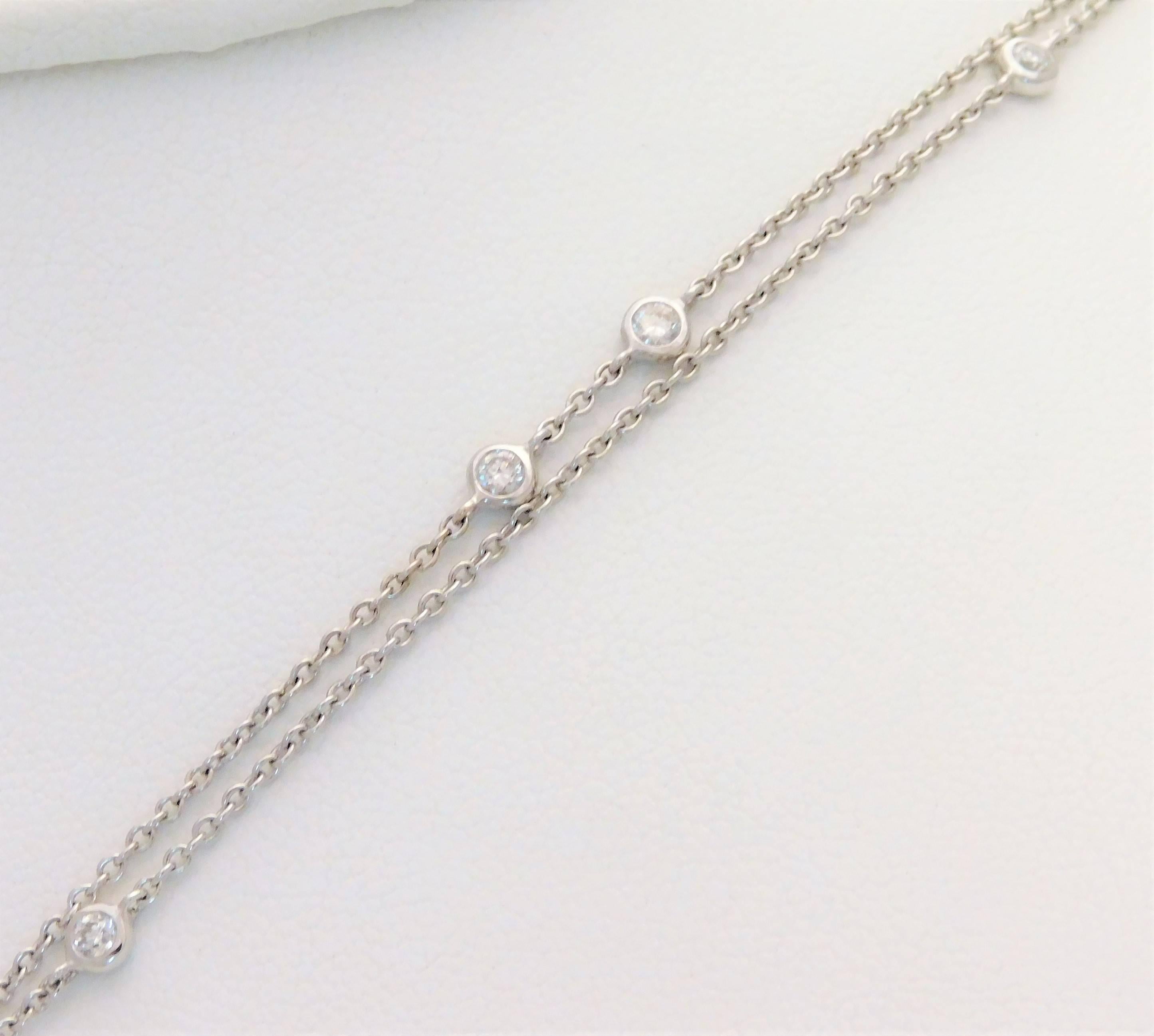 6.35 Carat Double Strand 18 Karat White Gold Diamond Chandelier Necklace For Sale 3