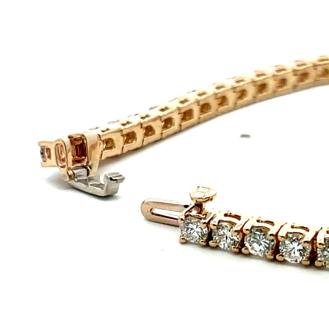 Pulsera de tenis de oro blanco de 14 quilates con diamante brillante redondo G VS de 6,35 quilates en venta 6