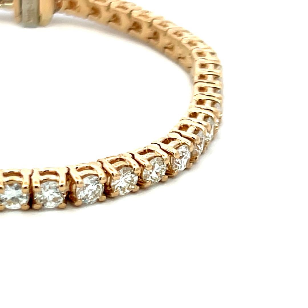 Pulsera de tenis de oro blanco de 14 quilates con diamante brillante redondo G VS de 6,35 quilates en venta 3