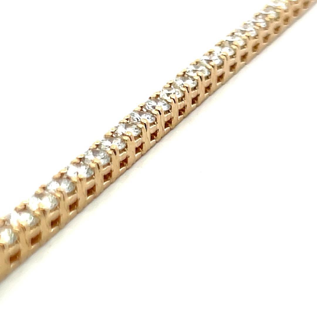 Pulsera de tenis de oro blanco de 14 quilates con diamante brillante redondo G VS de 6,35 quilates en venta 4