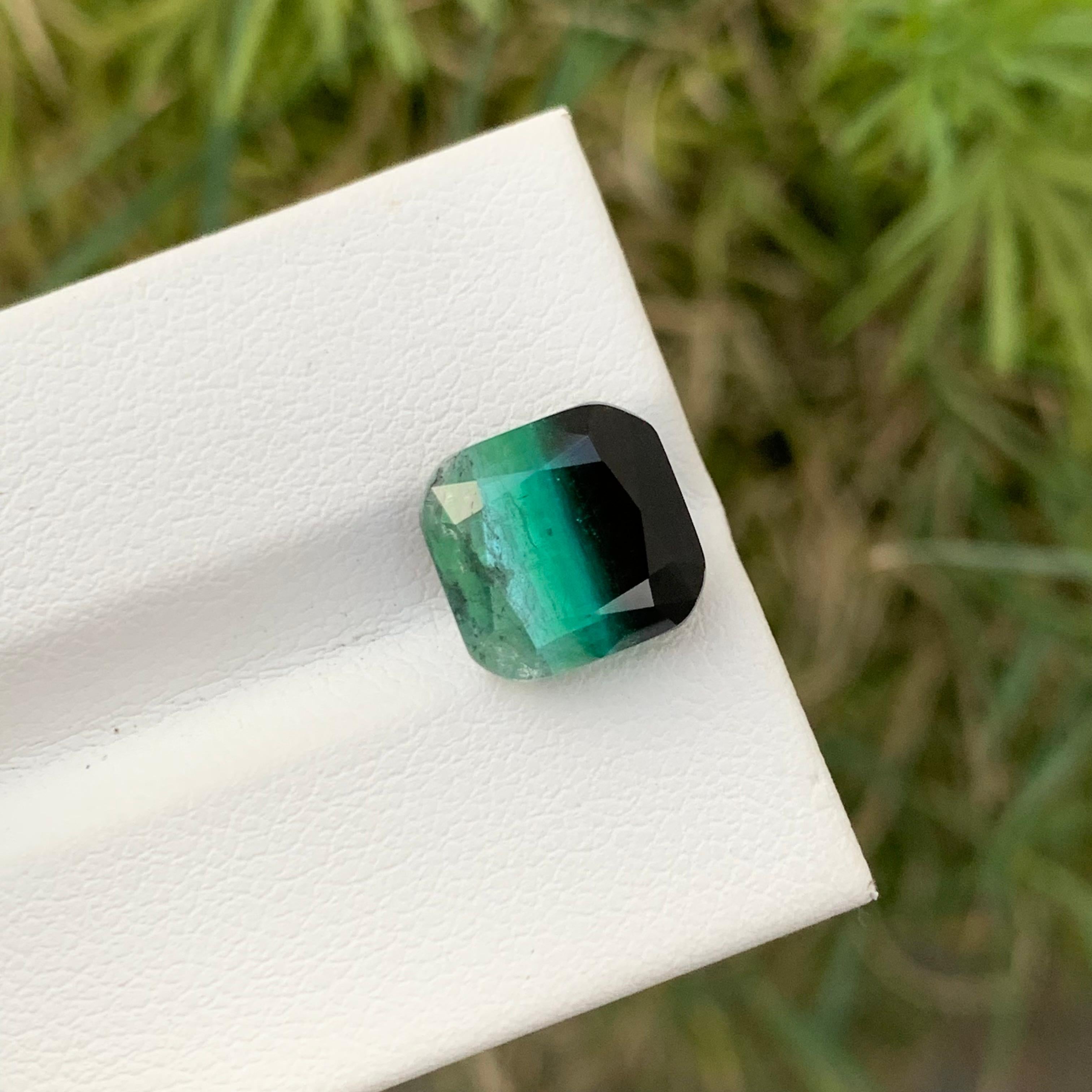 Arts and Crafts 6.35 Carat Natural Loose Bi Colour Tourmaline Cushion Shape Gem For Necklace en vente