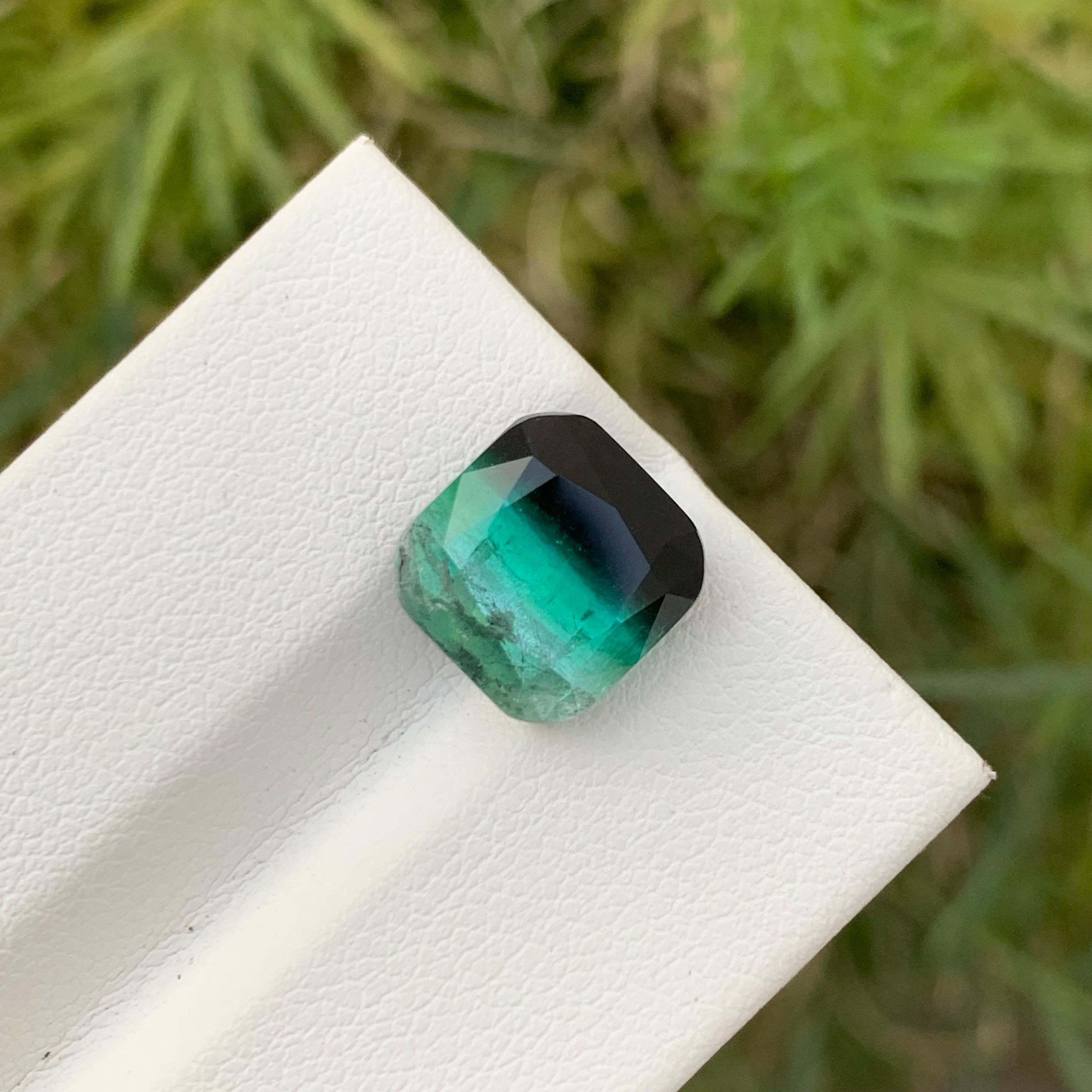 6.35 Carat Natural Loose Bi Colour Tourmaline Cushion Shape Gem For Necklace Unisexe en vente