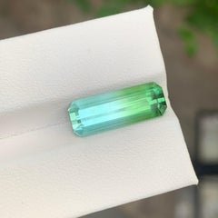 6.35 Carat Natural Loose Bi Colour Tourmaline Emerald Shape Gemstone