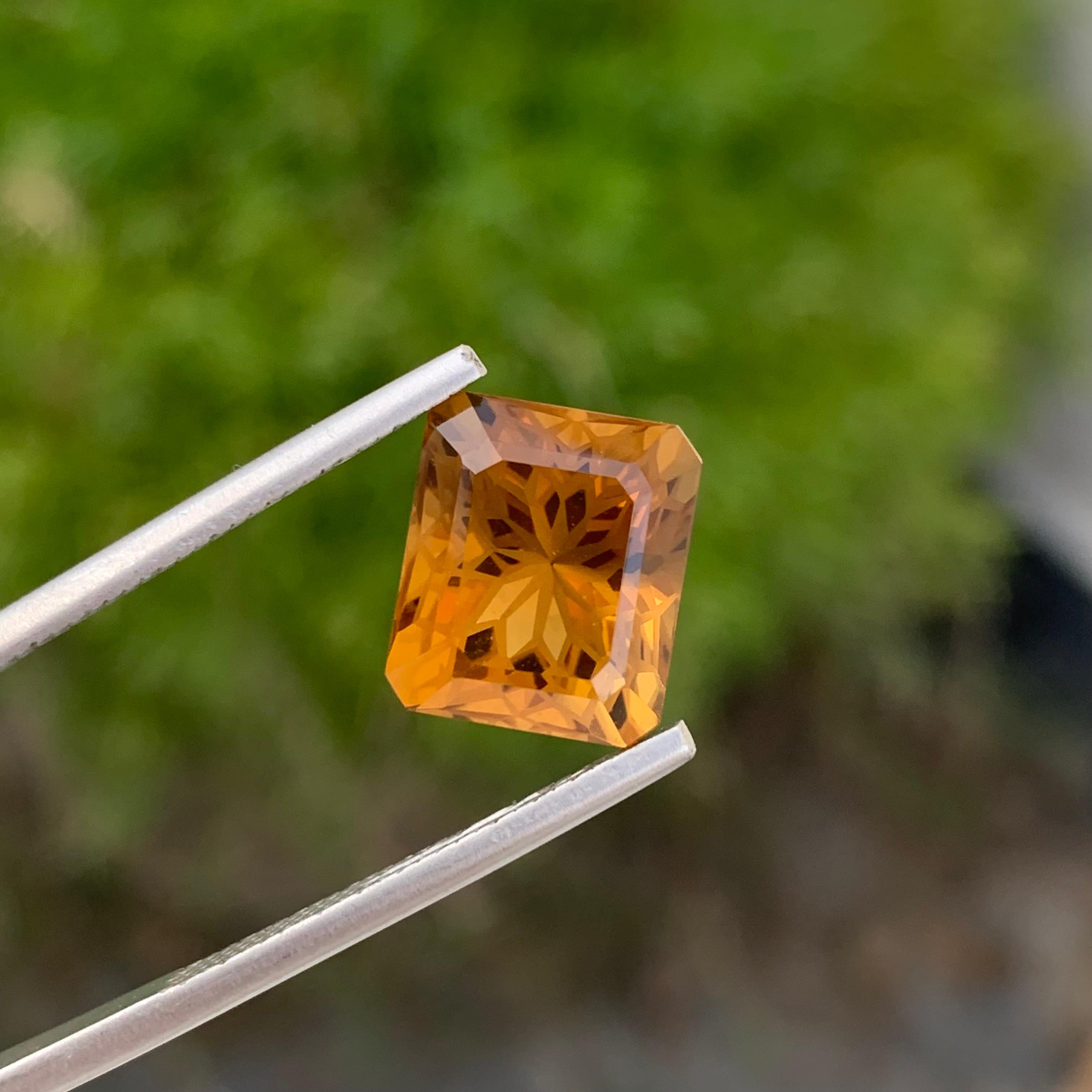 Arts and Crafts 6.35 Carat Natural Loose Citrine Flower Cut Gem From Brazil Mine  For Sale